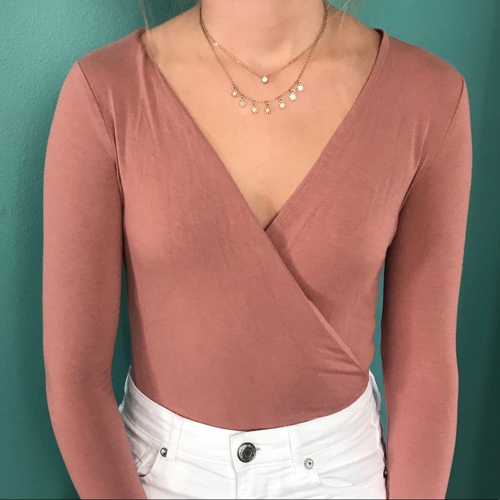 Dusty rose Forever 21 bodysuit